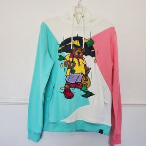 CivilizeD Bear Colorblock Hoodie Sweatshirt Streetwear Raining‎ Money Hip Hop S